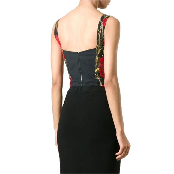 NWT Dolce & Gabbana Rose floral-print bodysuit Top Red Black IT 36 US XS - Picture 4 of 10